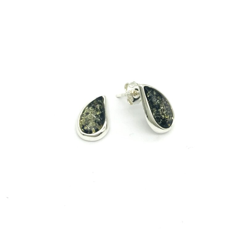 Silver and Amber Earrings - Studs