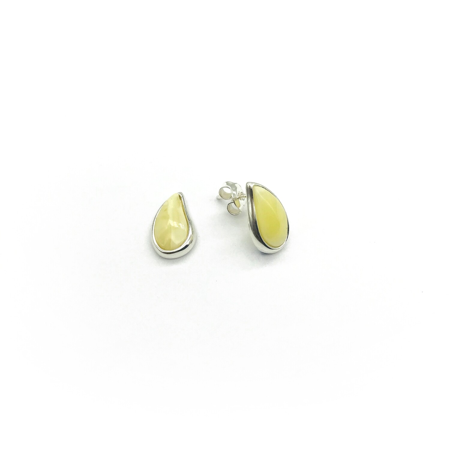 Silver and Amber Earrings - Studs