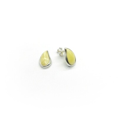 Silver and Amber Earrings - Studs