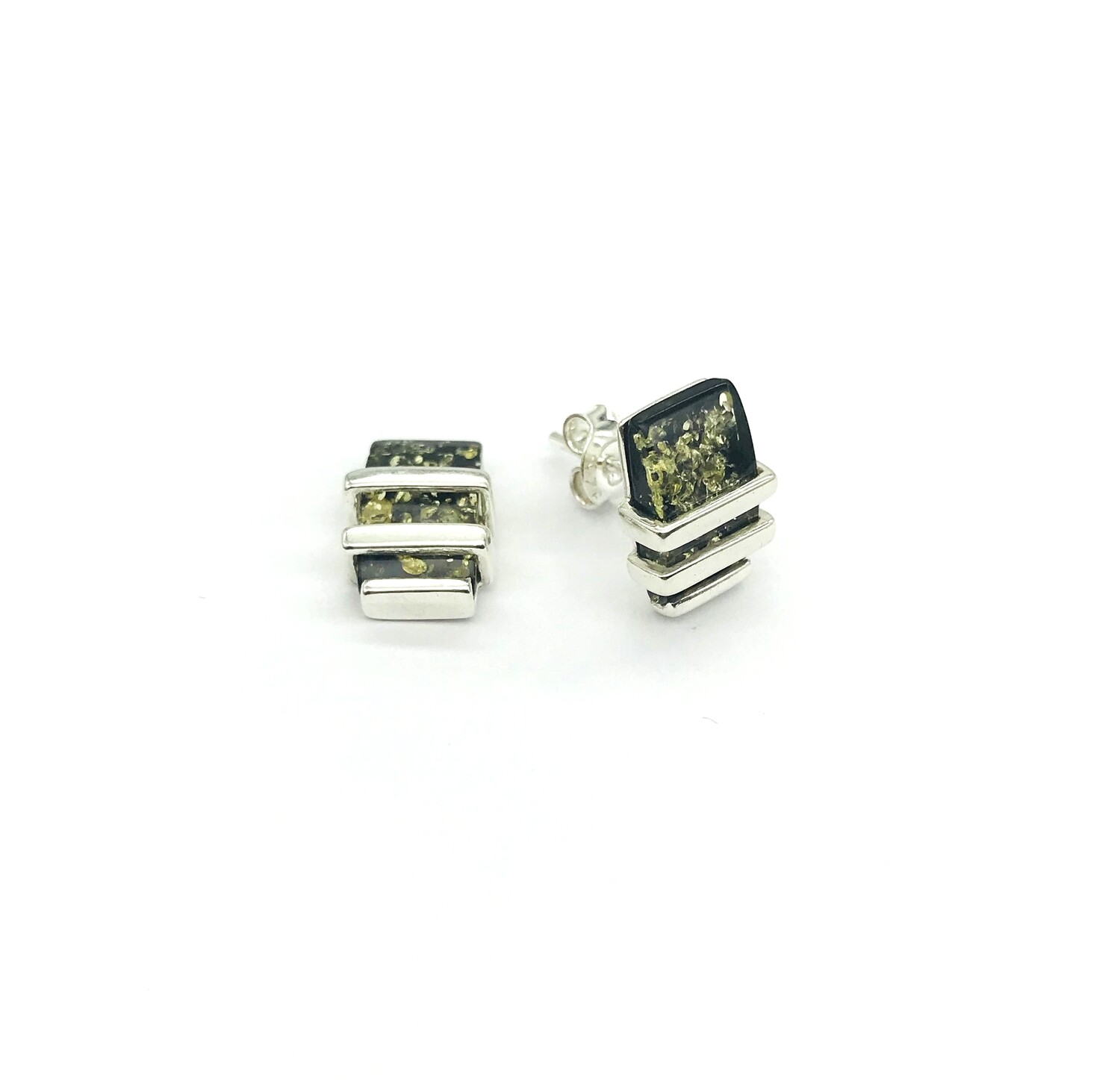 Silver and Amber Earrings - Studs