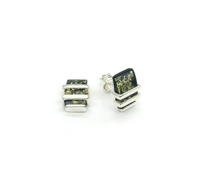 Silver and Amber Earrings - Studs