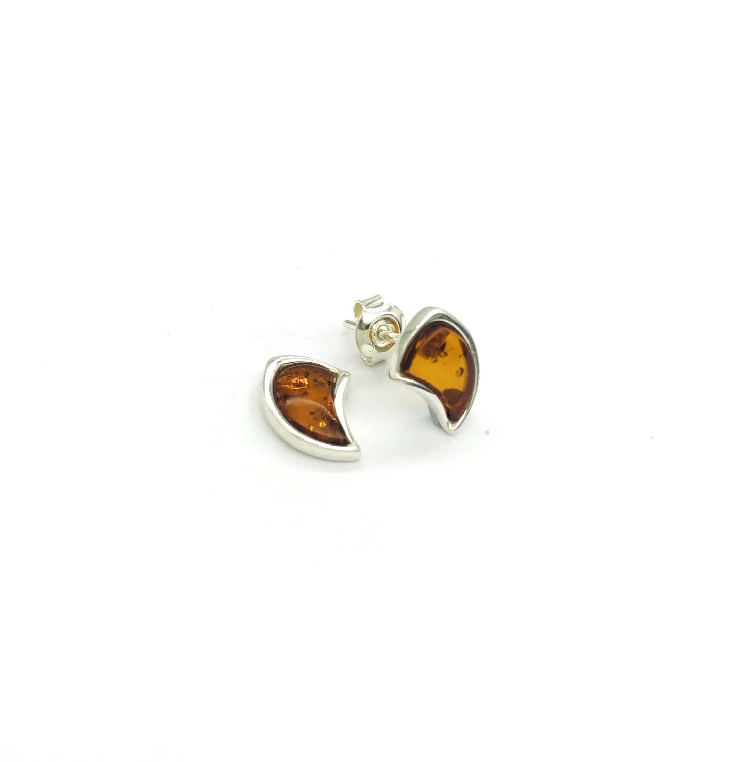 Silver and Amber Earrings - Studs