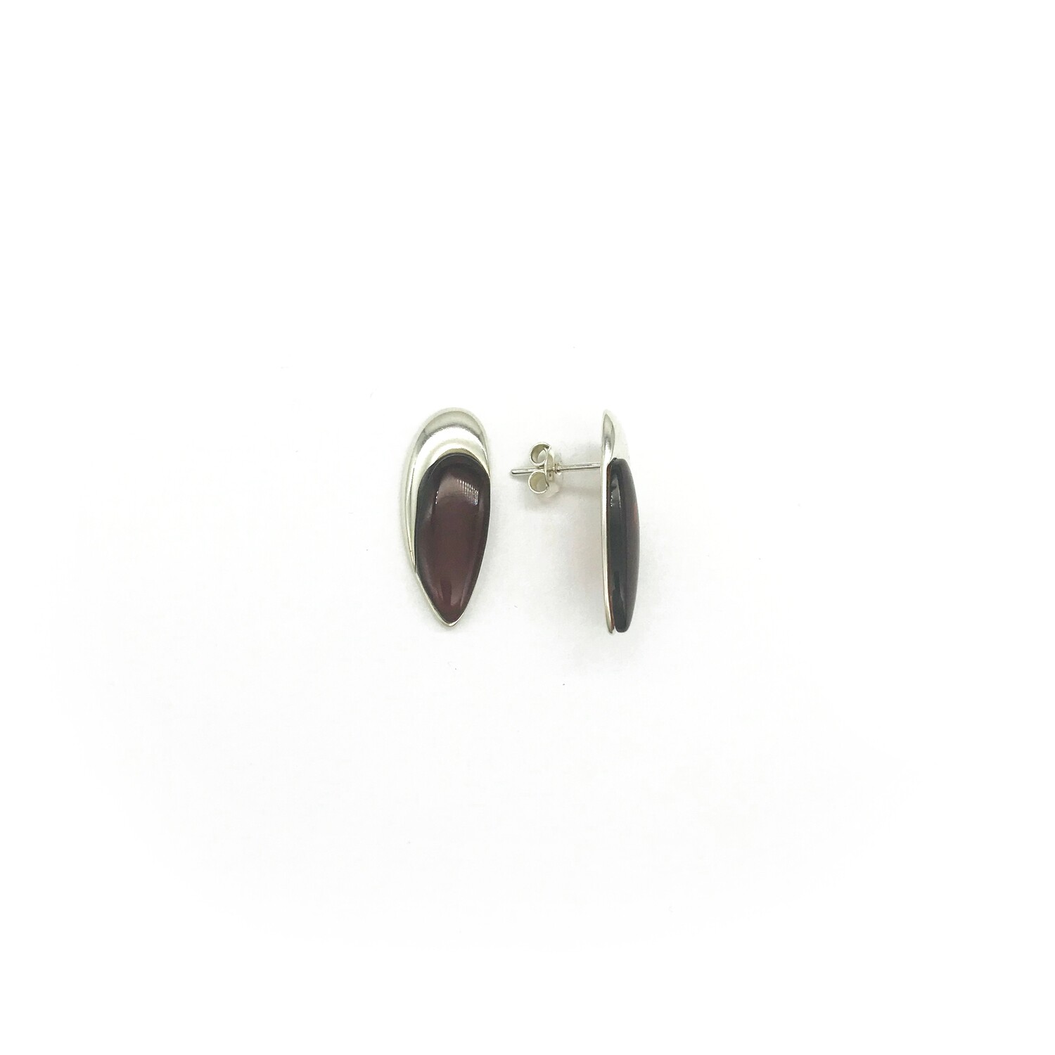 Silver and Amber Earrings - Studs