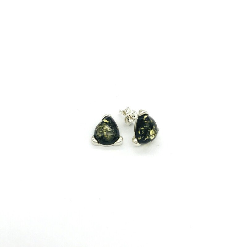 Silver and Amber Earrings - Studs
