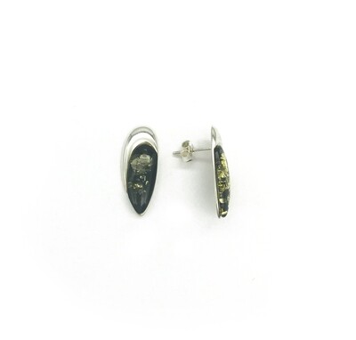 Silver and Amber Earrings - Studs