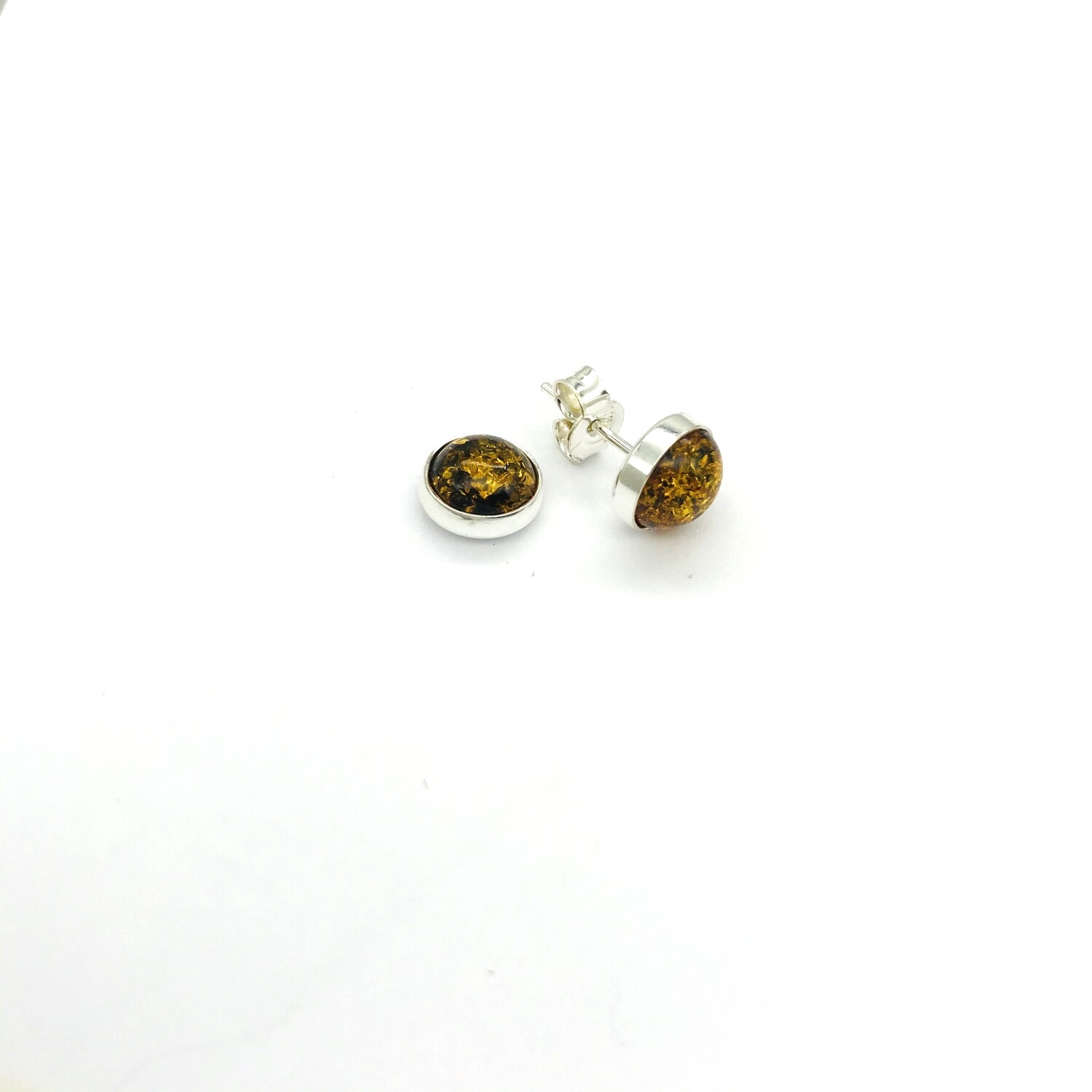 Silver and Amber Earrings - Studs