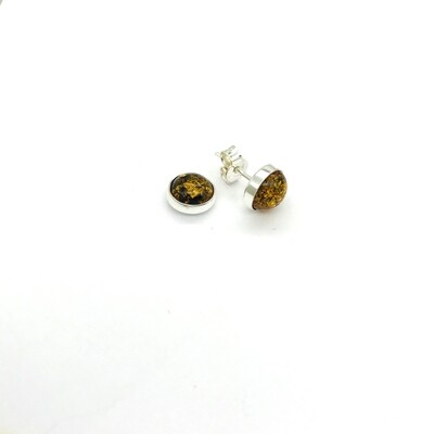 Silver and Amber Earrings - Studs