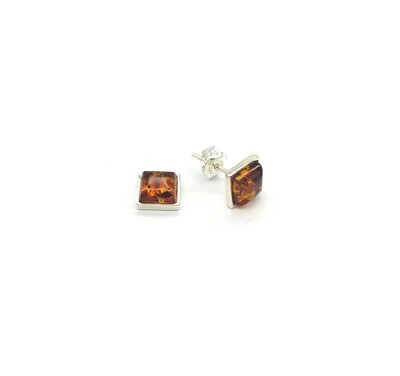 Silver and Amber Earrings - Studs
