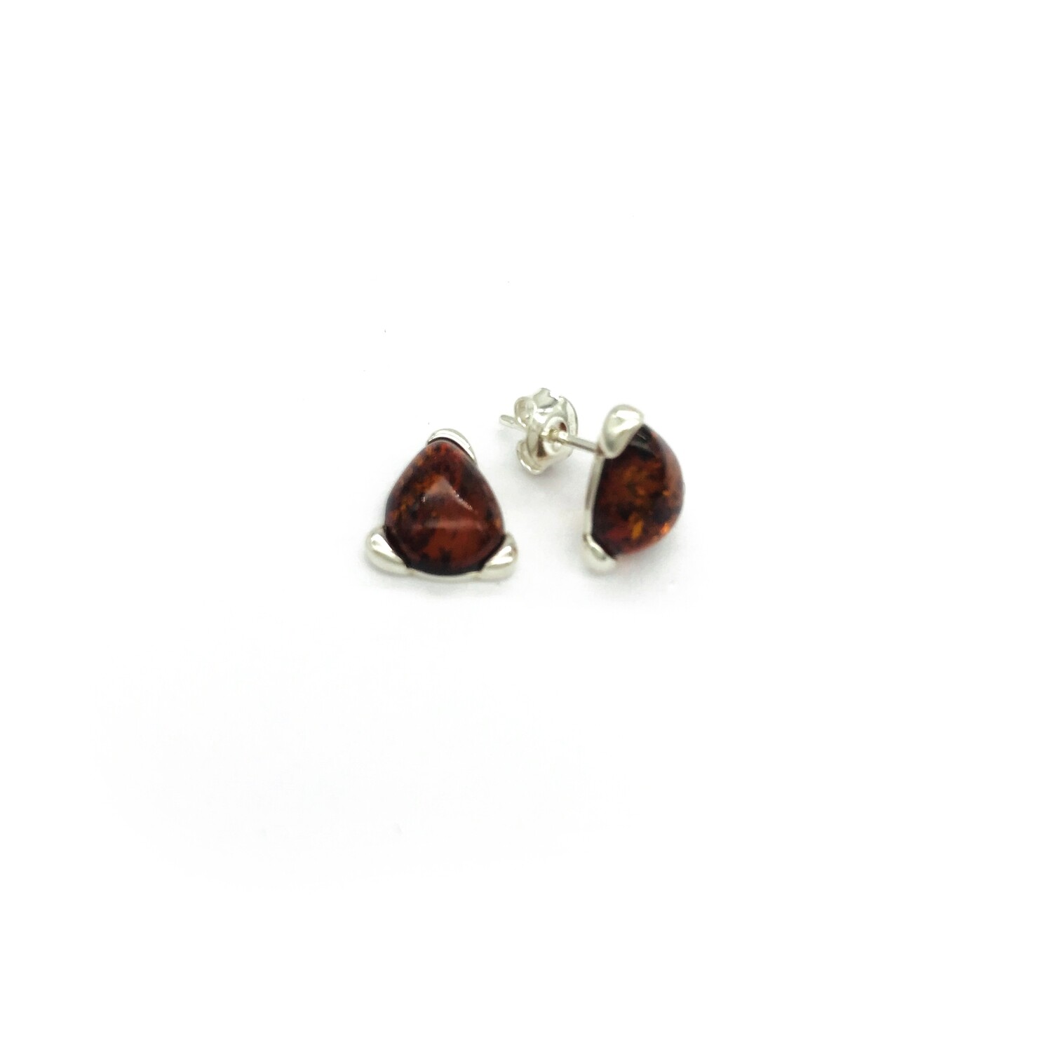 Silver and Amber Earrings - Studs