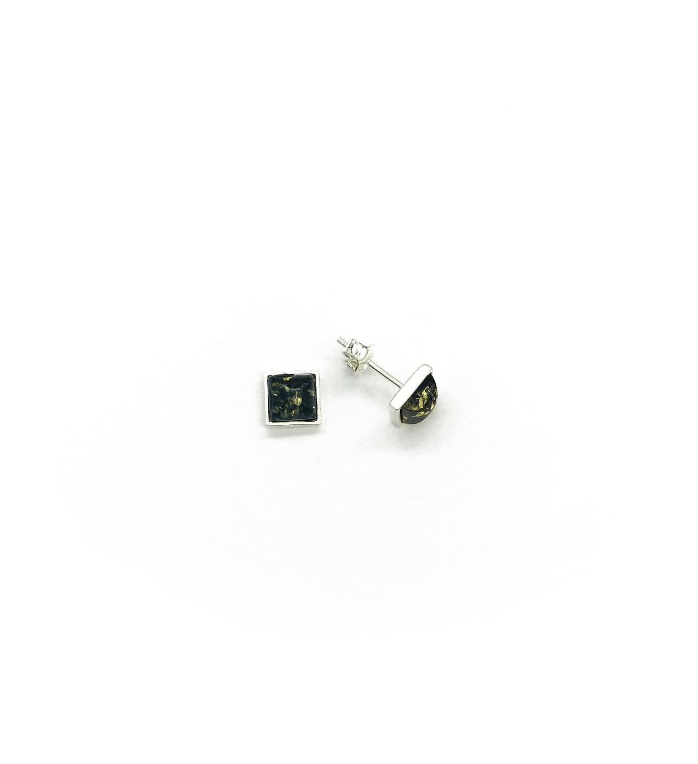 Silver and Amber Earrings - Studs