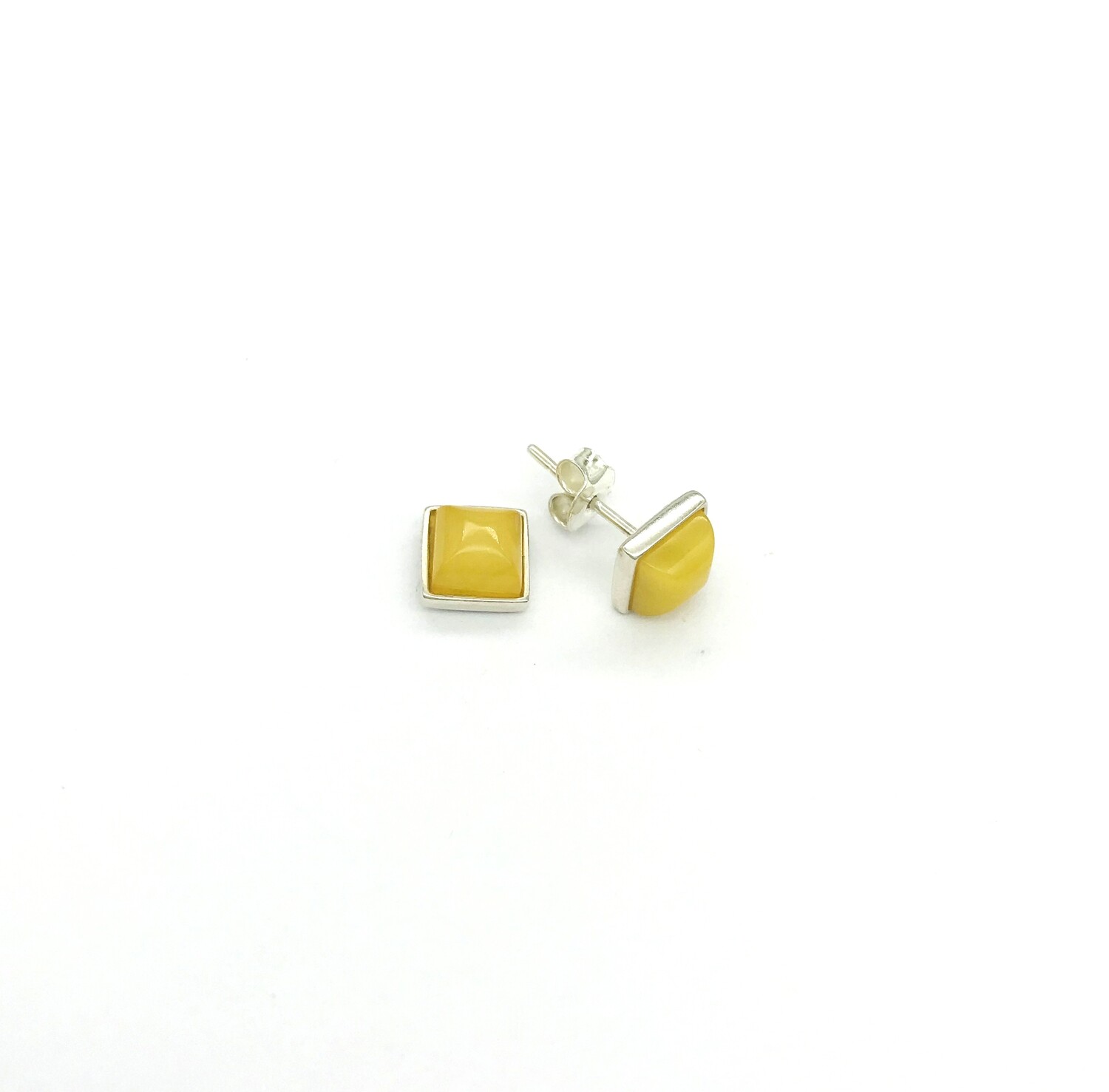 Silver and Amber Earrings - Studs