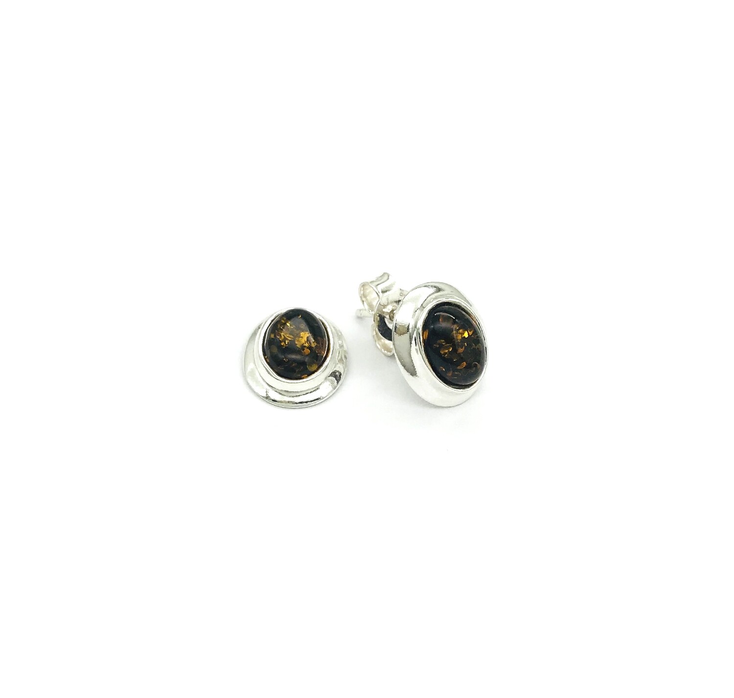 Silver and Amber Earrings - Studs