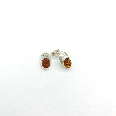 Silver and Amber Earrings - Studs