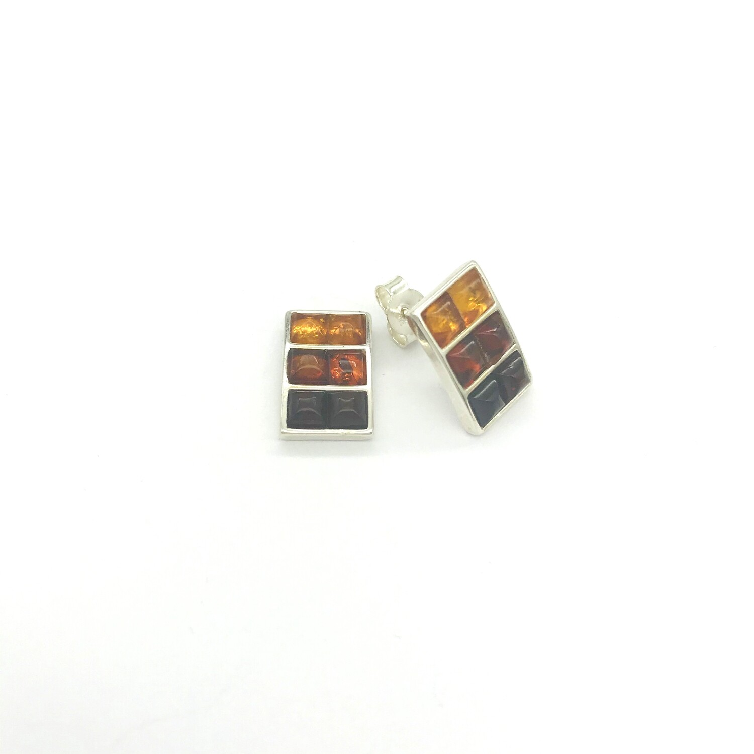 Silver and Amber Earrings - Studs