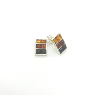 Silver and Amber Earrings - Studs
