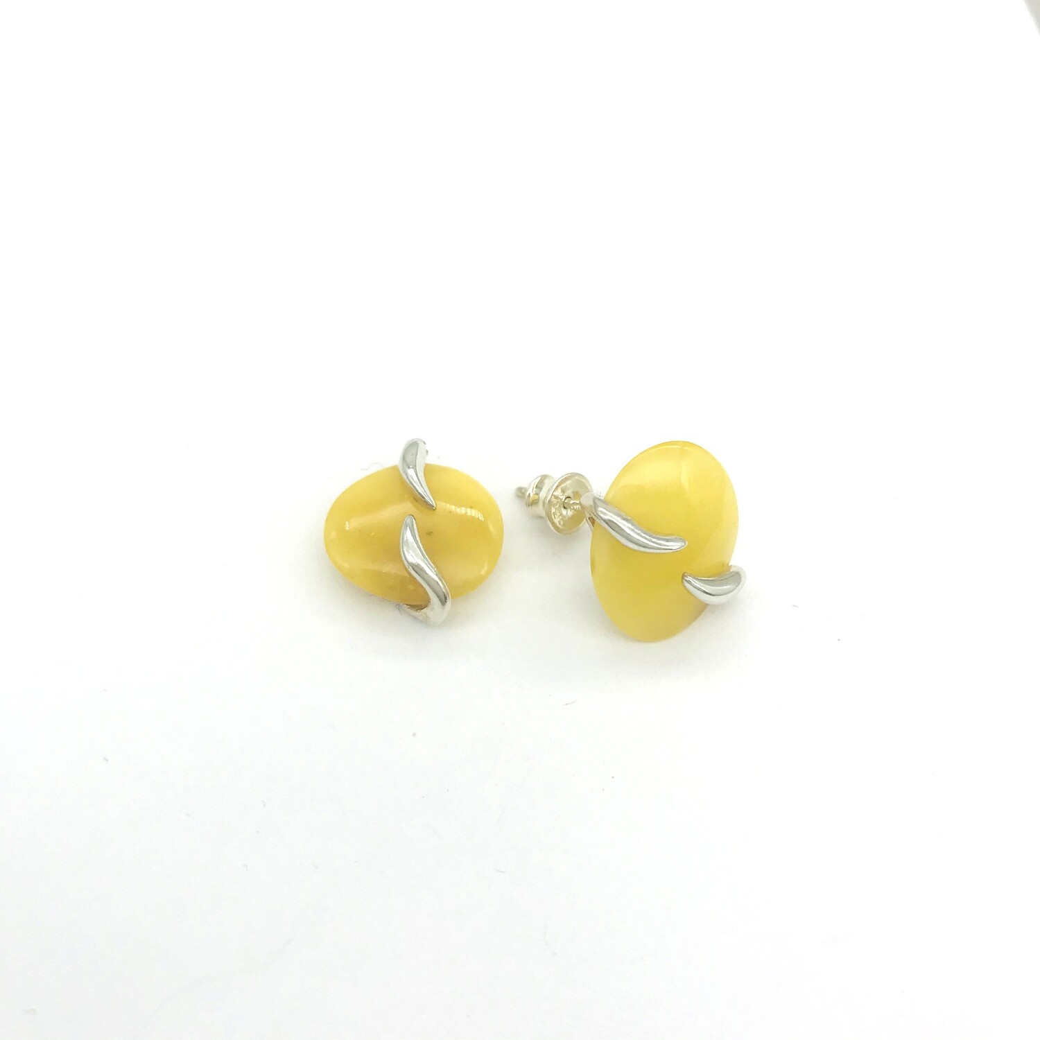 Silver and Amber Earrings - Studs