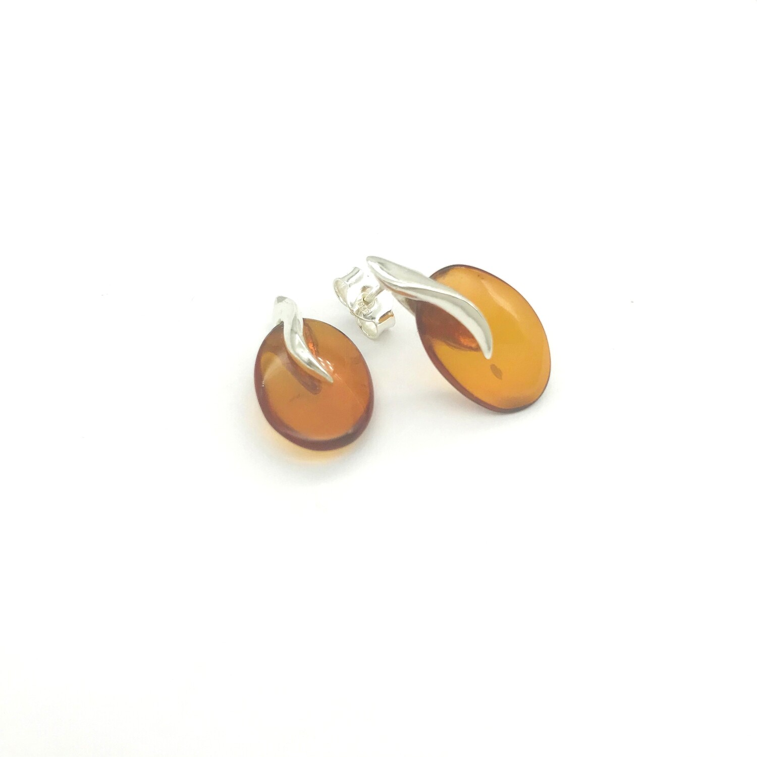 Silver and Amber Earrings - Studs