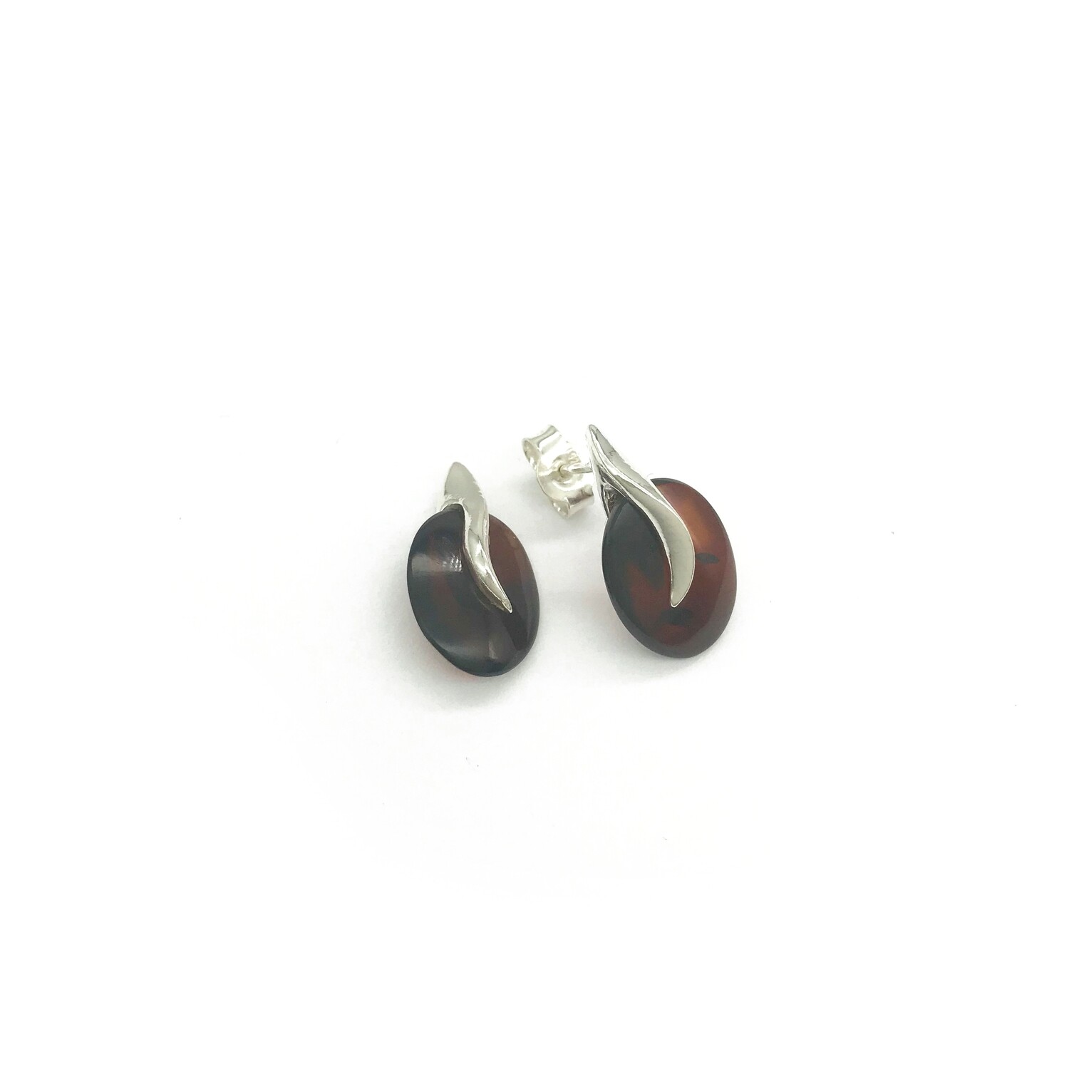 Silver and Amber Earrings - Studs