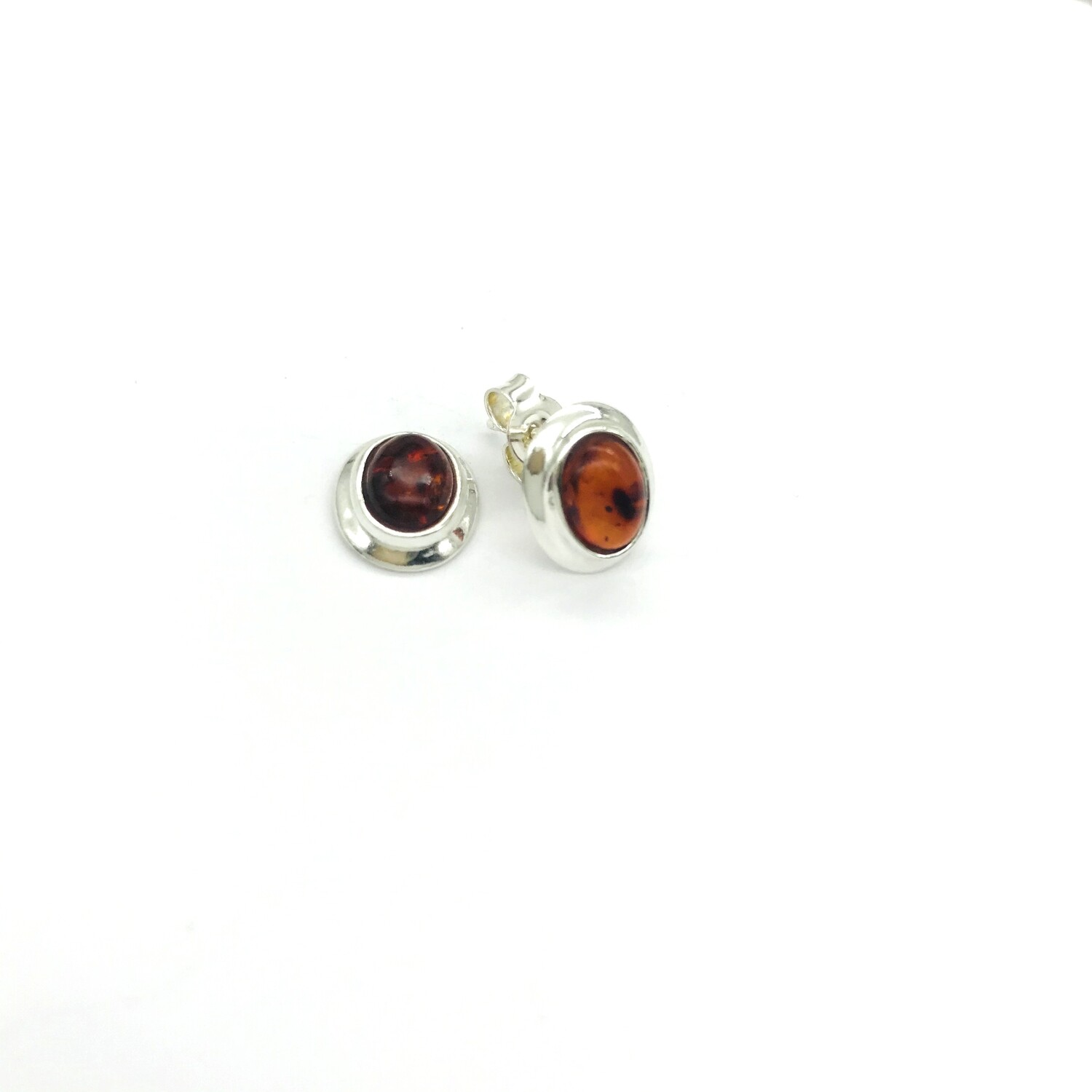 Silver and Amber Earrings - Studs
