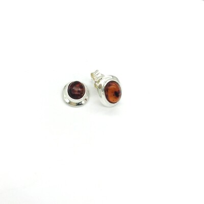 Silver and Amber Earrings - Studs