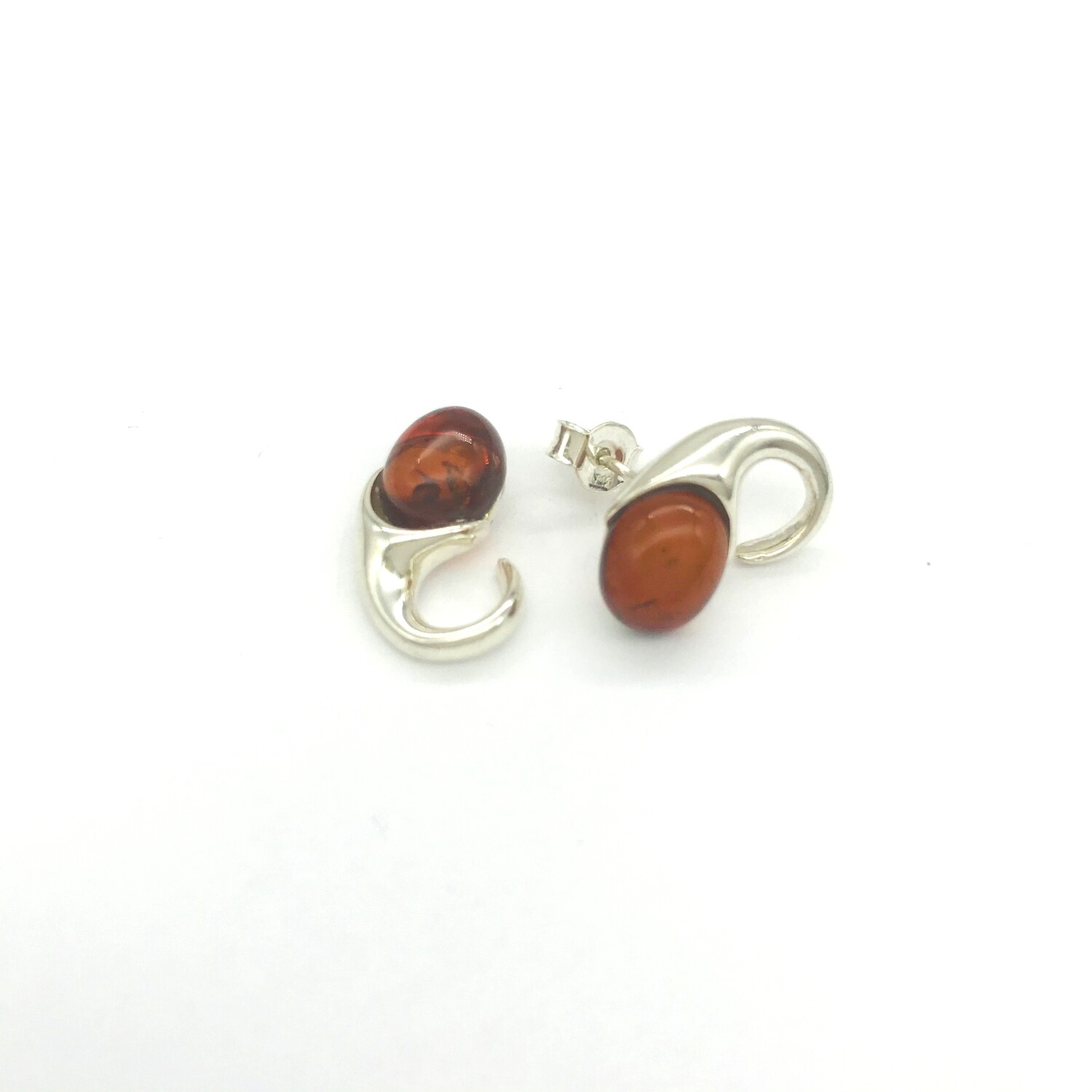 Silver and Amber Earrings - Studs