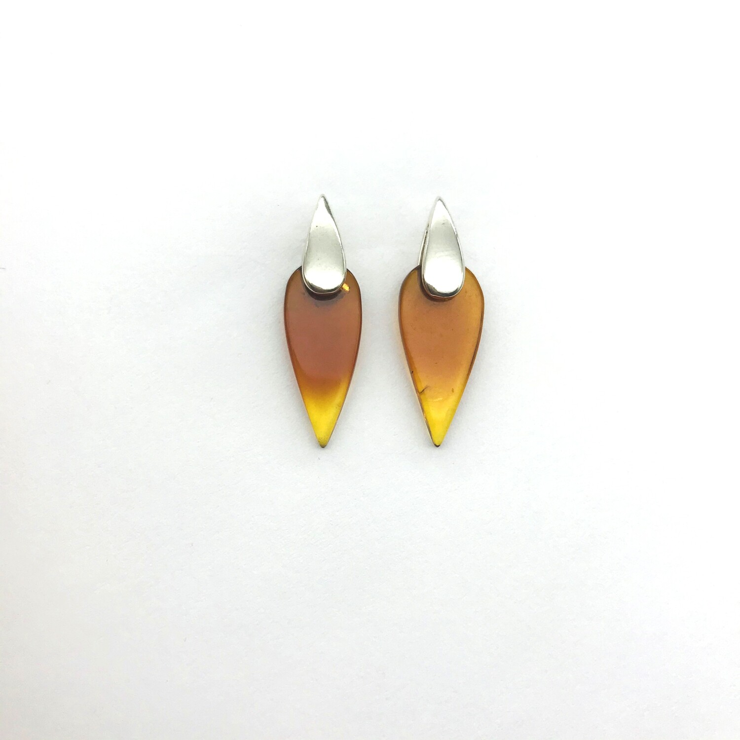 Silver and Amber Earrings - Studs