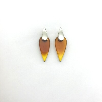 Silver and Amber Earrings - Studs