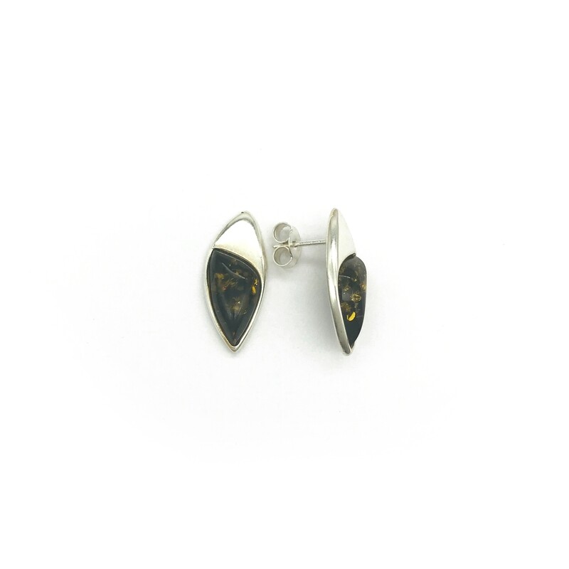 Silver and Amber Earrings - Studs