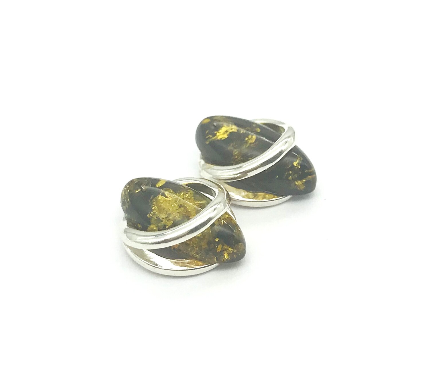 Silver and Amber Earrings - Studs