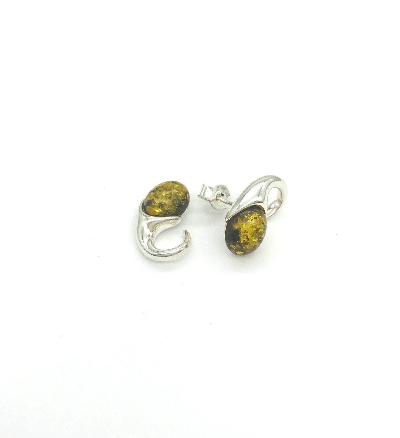 Silver and Amber Earrings - Studs