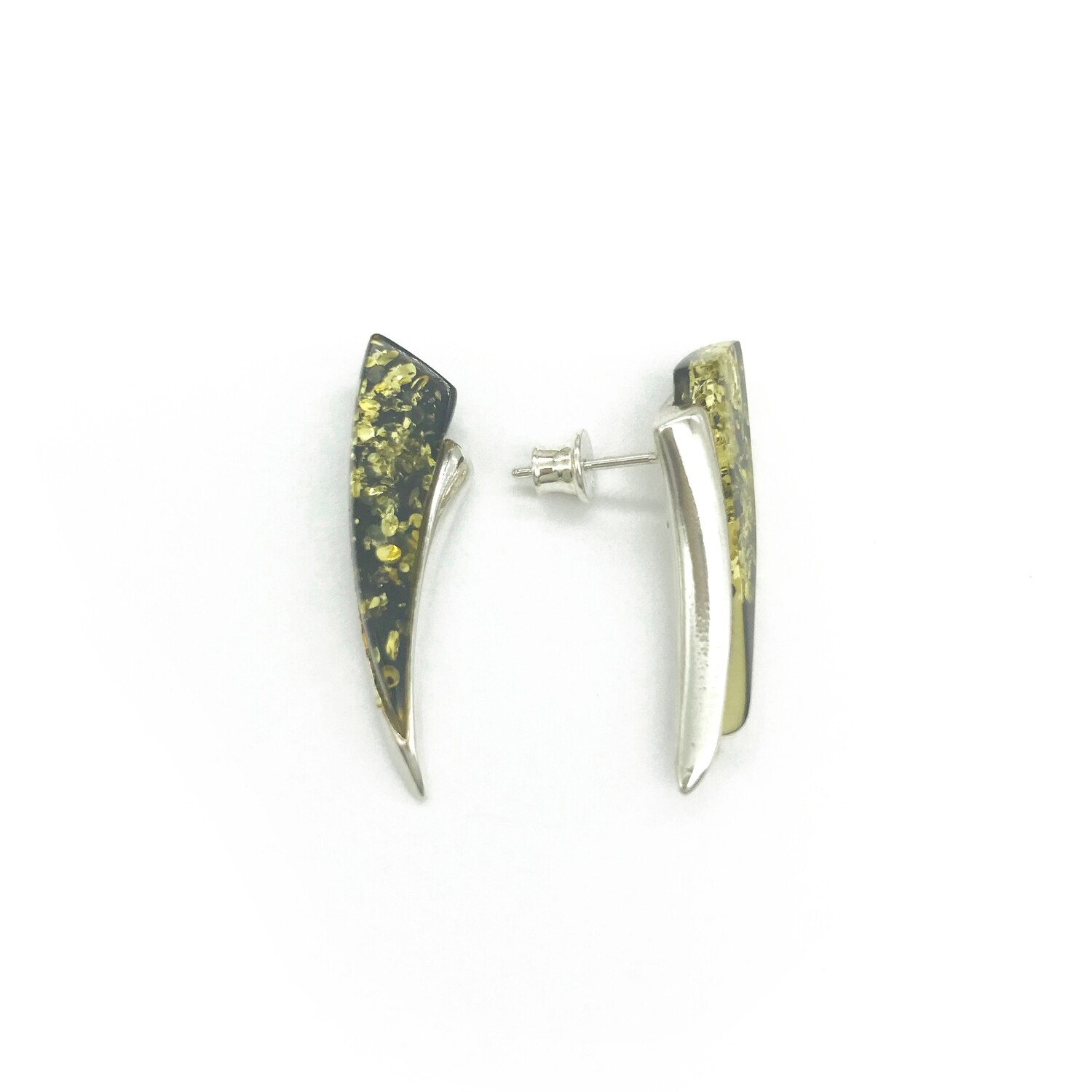 Silver and Amber Earrings - Studs