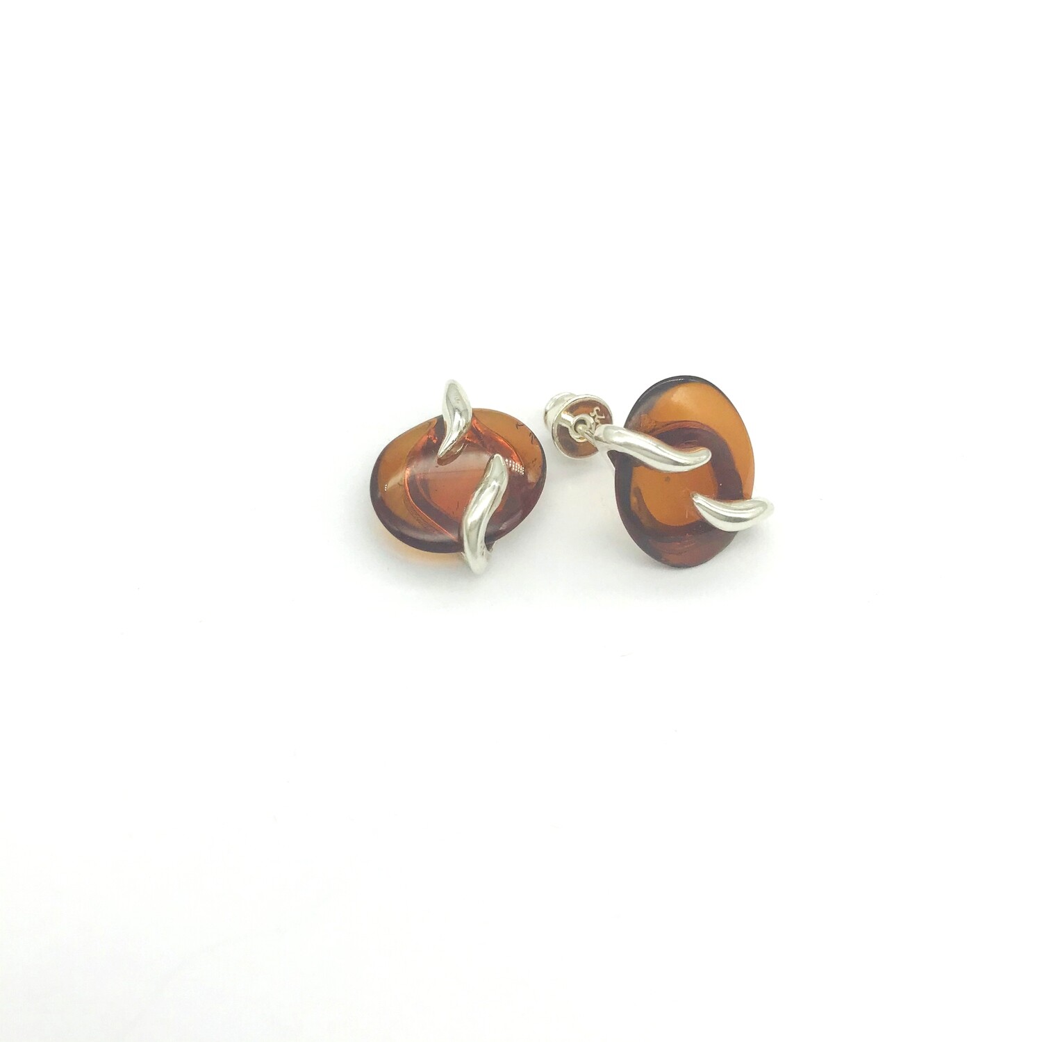 Silver and Amber Earrings - Studs