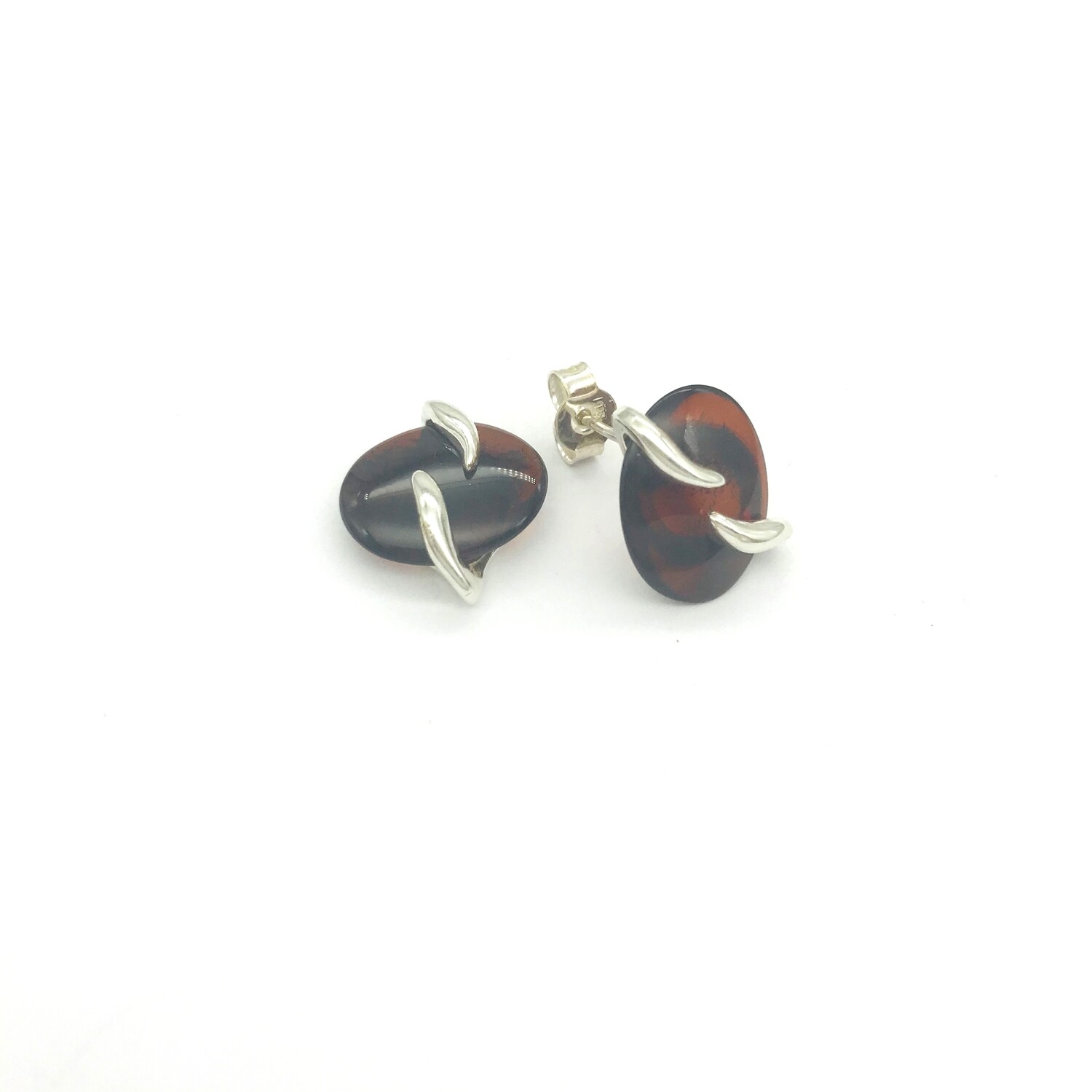 Silver and Amber Earrings - Studs
