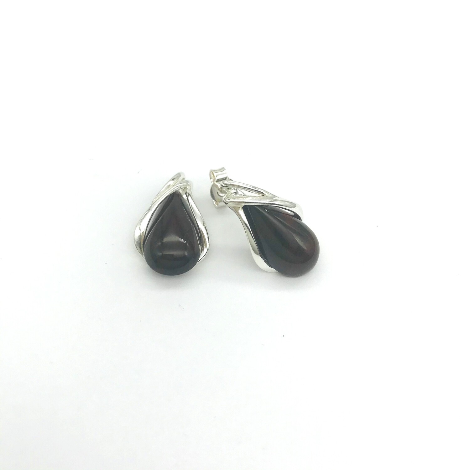 Silver and Amber Earrings - Studs