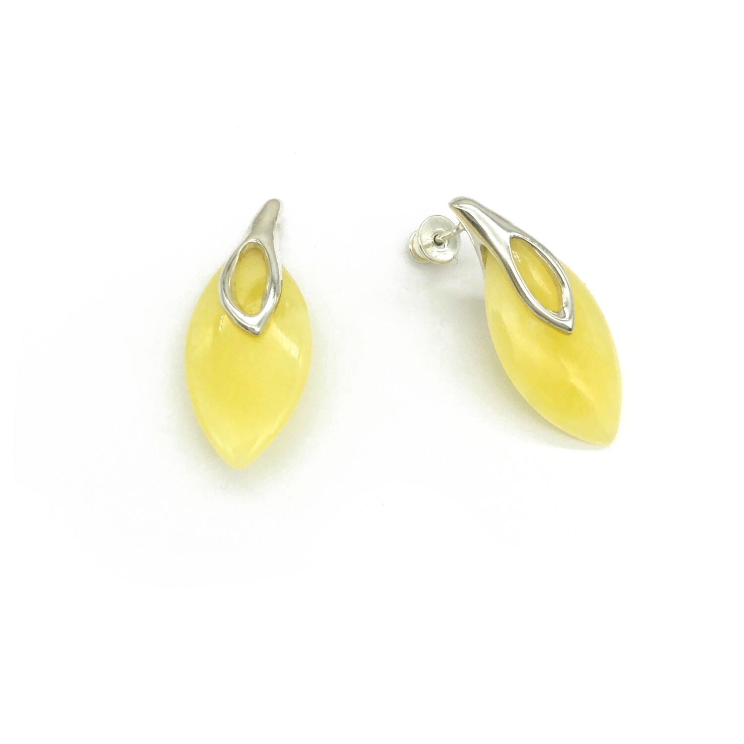 Silver and Amber Earrings - Studs