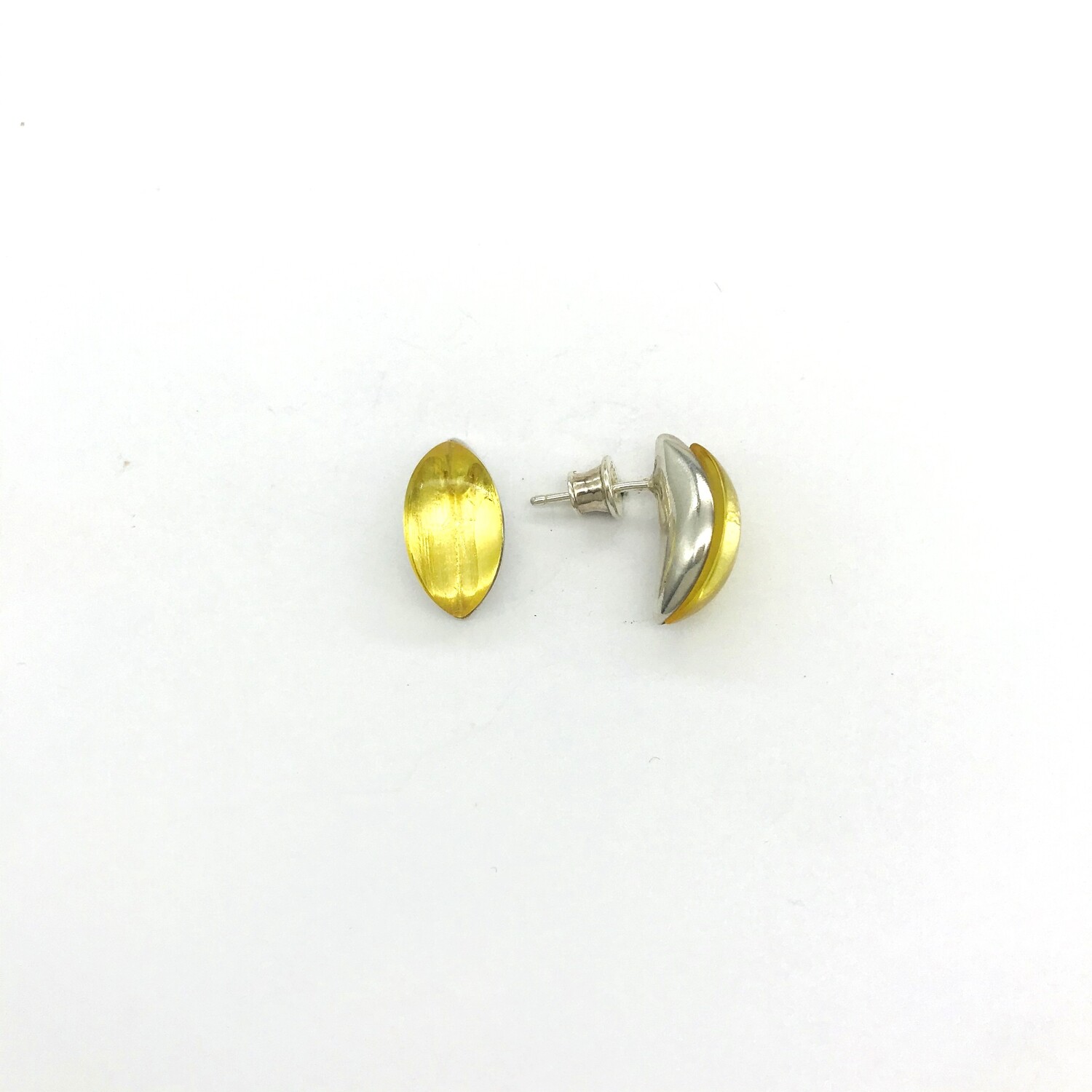 Silver and Amber Earrings - Studs
