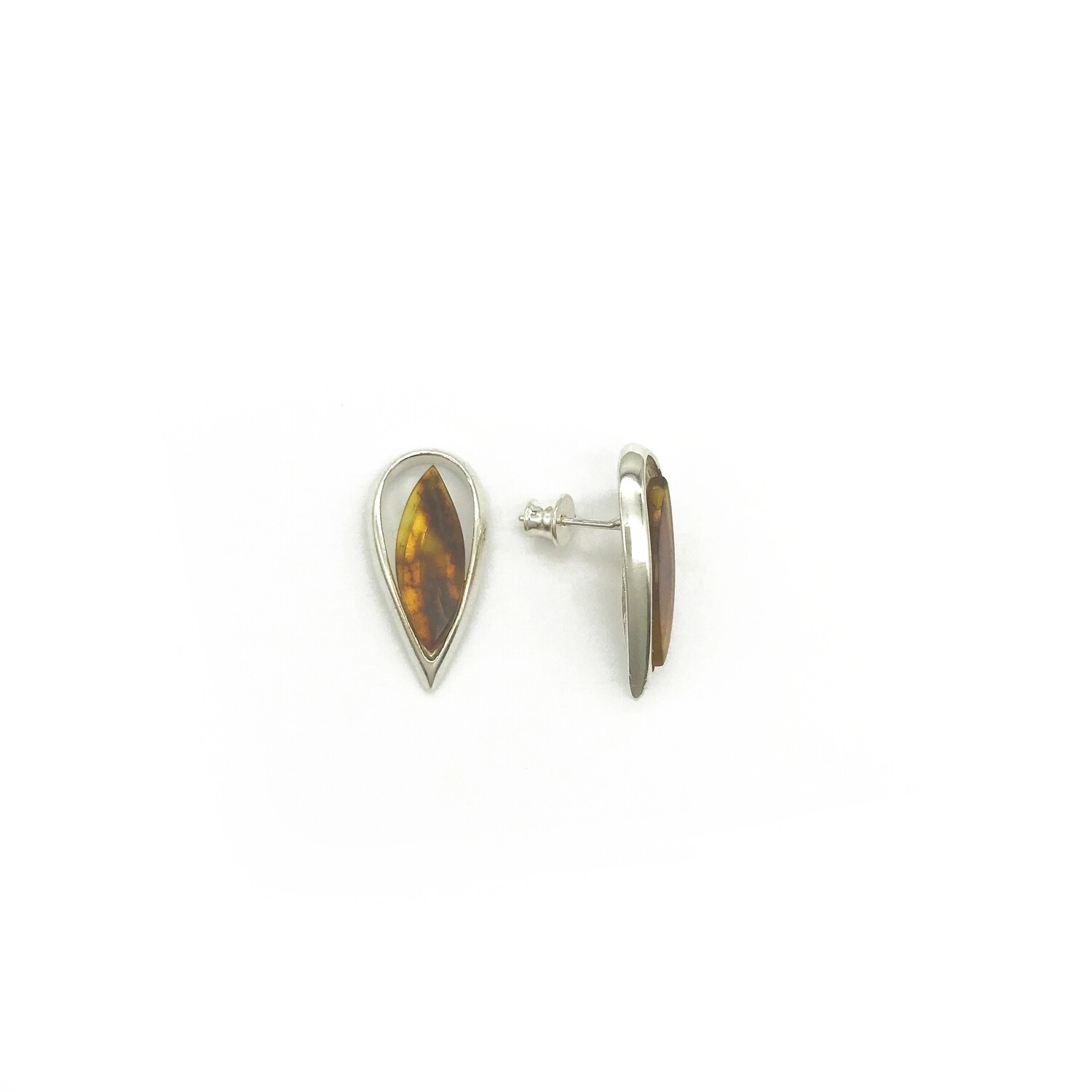 Silver and Amber Earrings