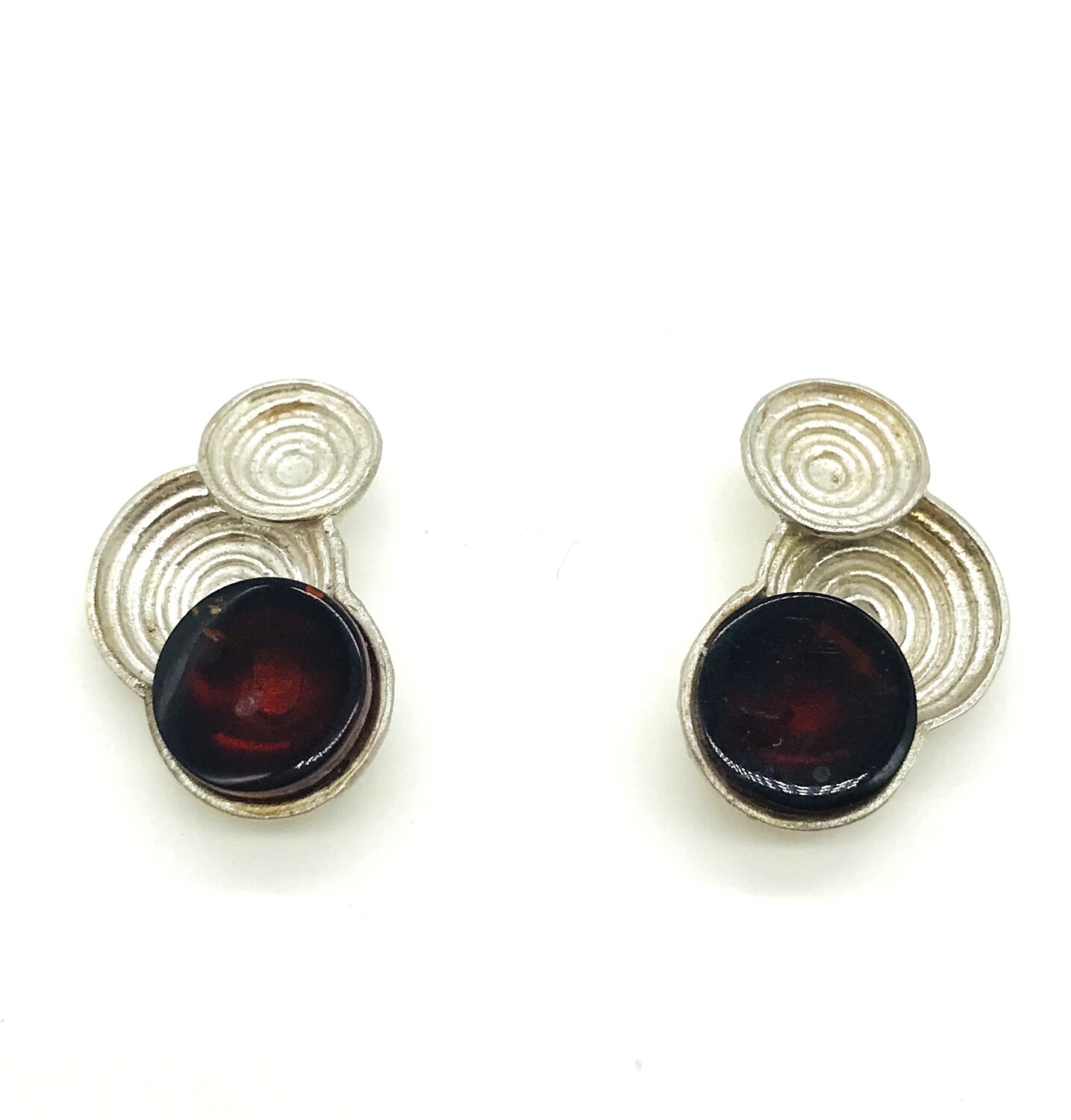 Silver and Amber Earrings - Studs