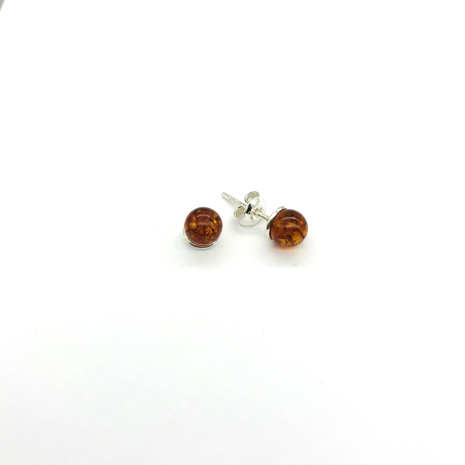 Silver and Amber Earrings - Studs