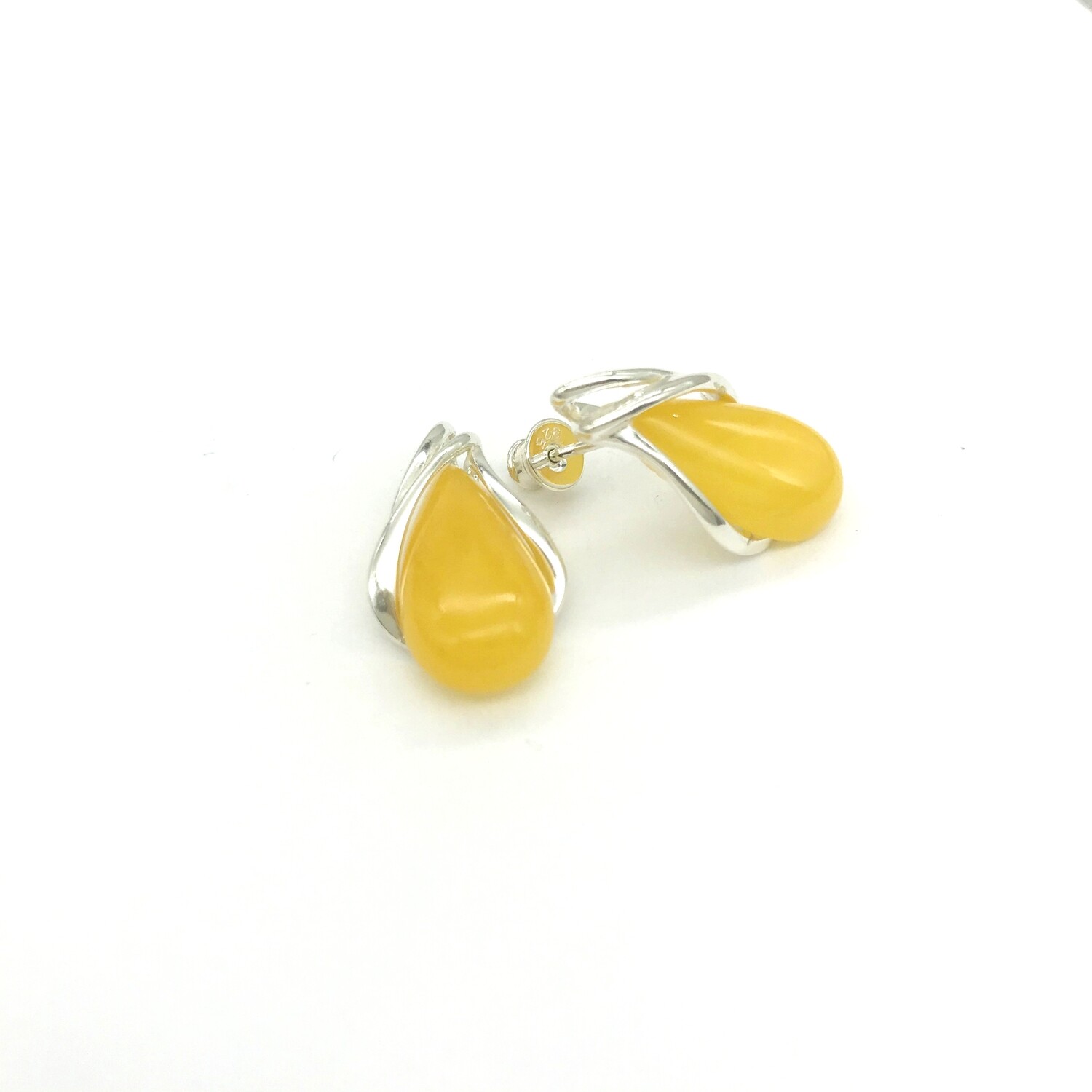 Silver and Amber Earrings - Studs