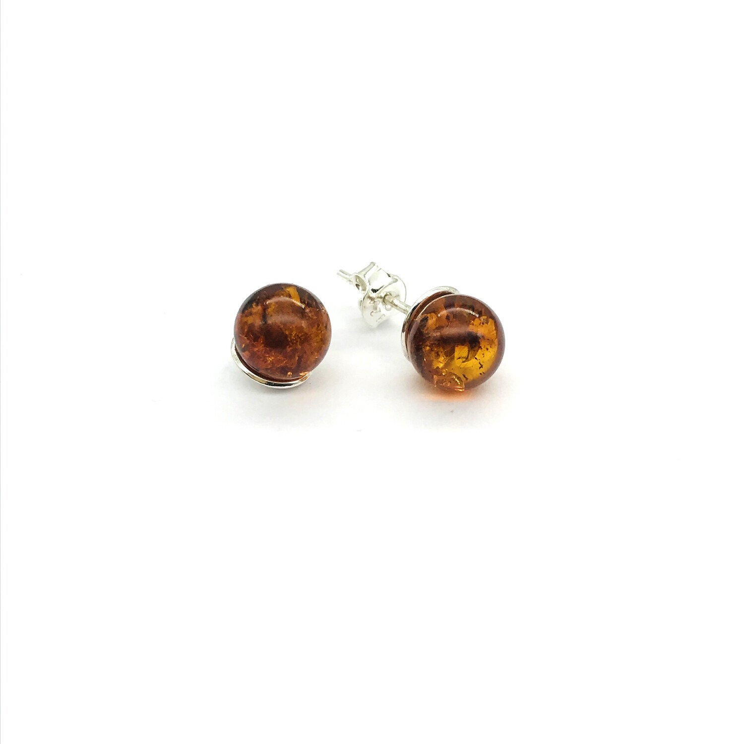 Silver and Amber Earrings - Studs