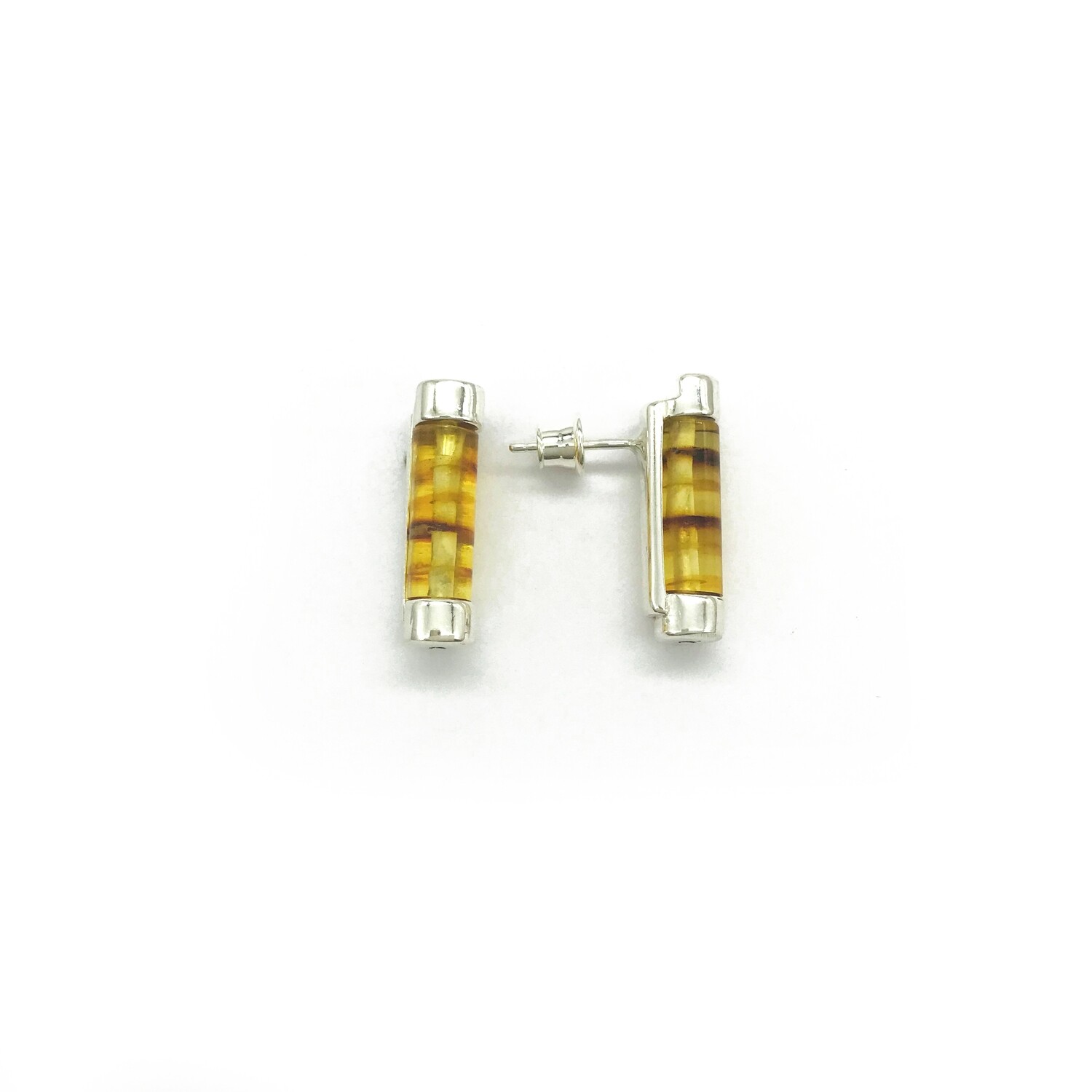 Silver and Amber Earrings - Studs