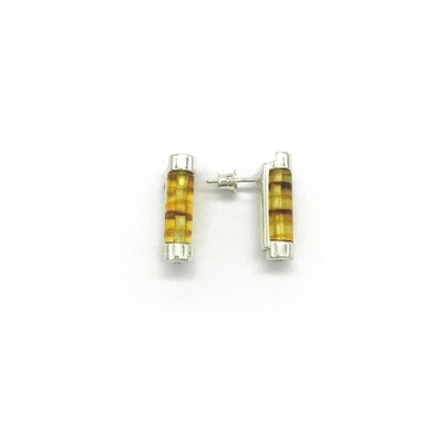Silver and Amber Earrings - Studs