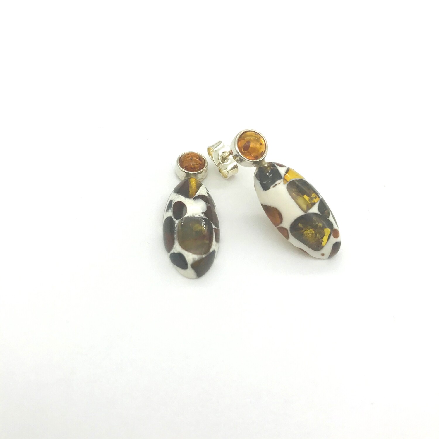 Silver and Amber Earrings - Studs