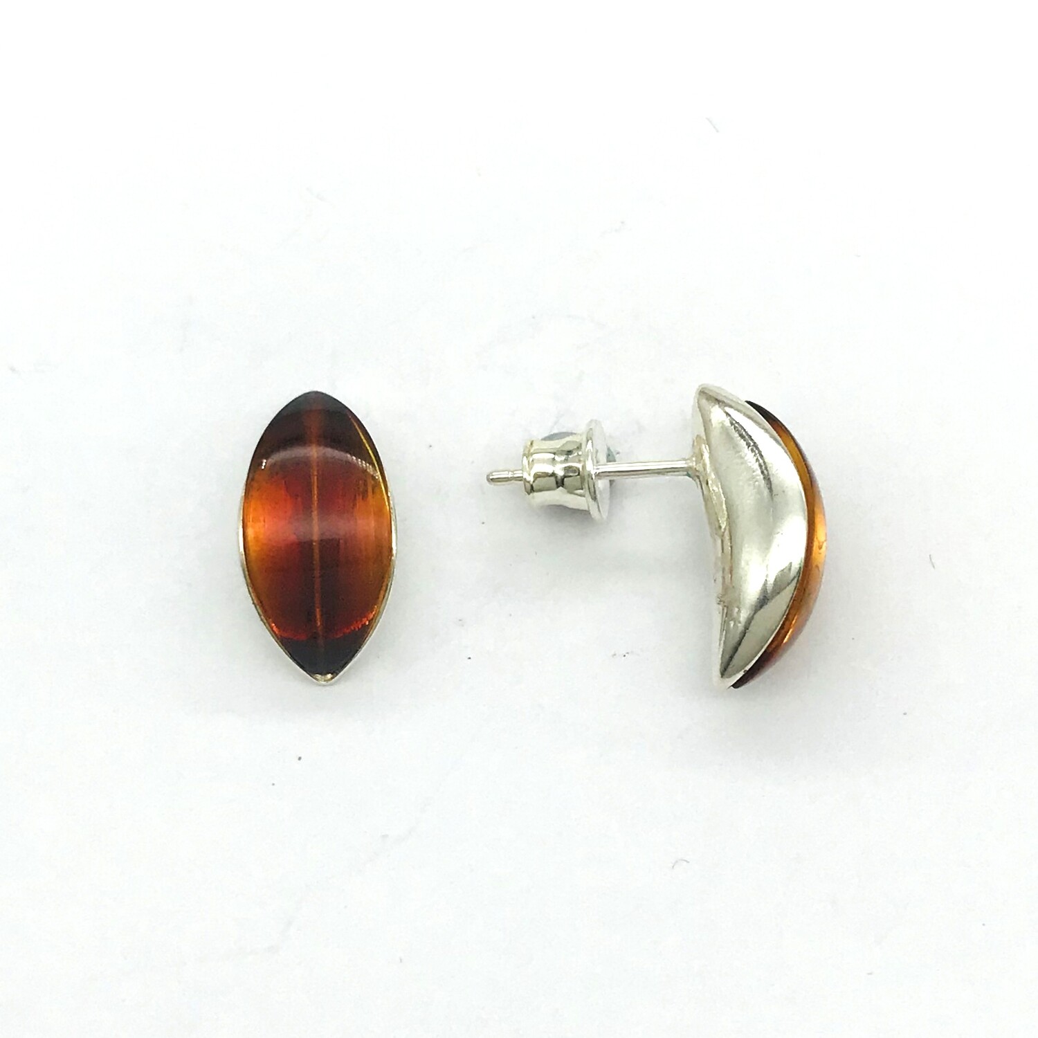 Silver and Amber Earrings - Studs