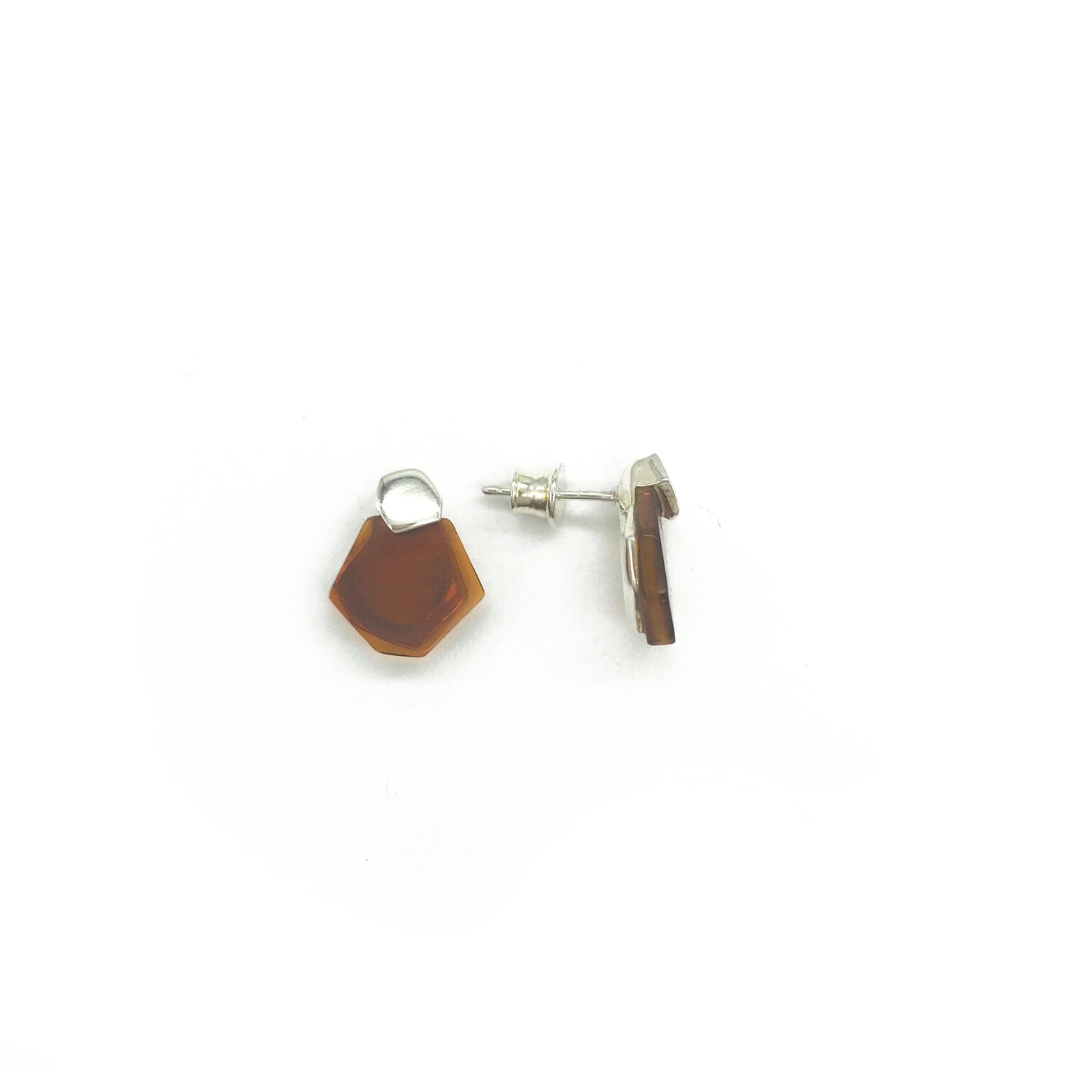 Silver and Amber Earrings - Studs