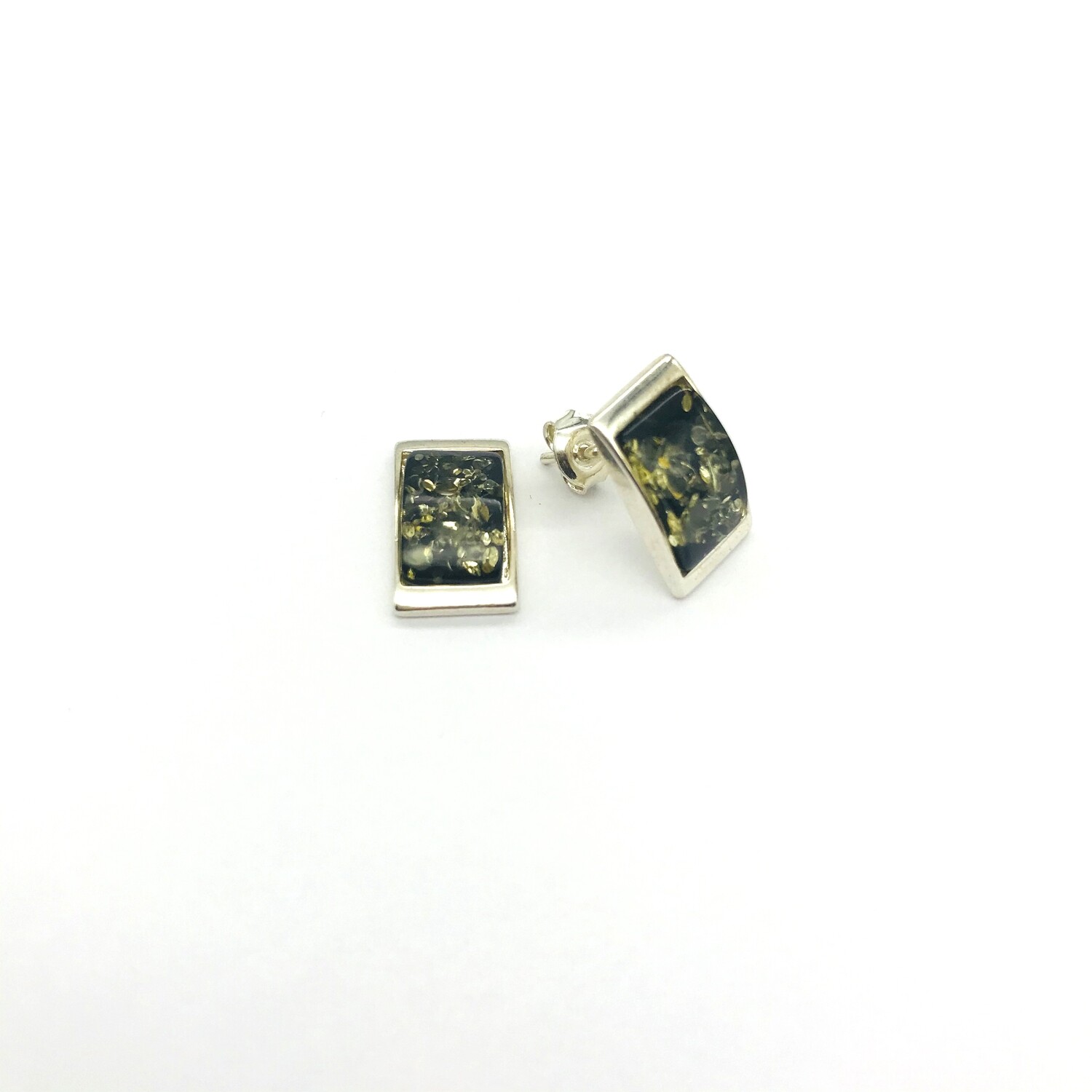 Silver and Amber Earrings - Studs
