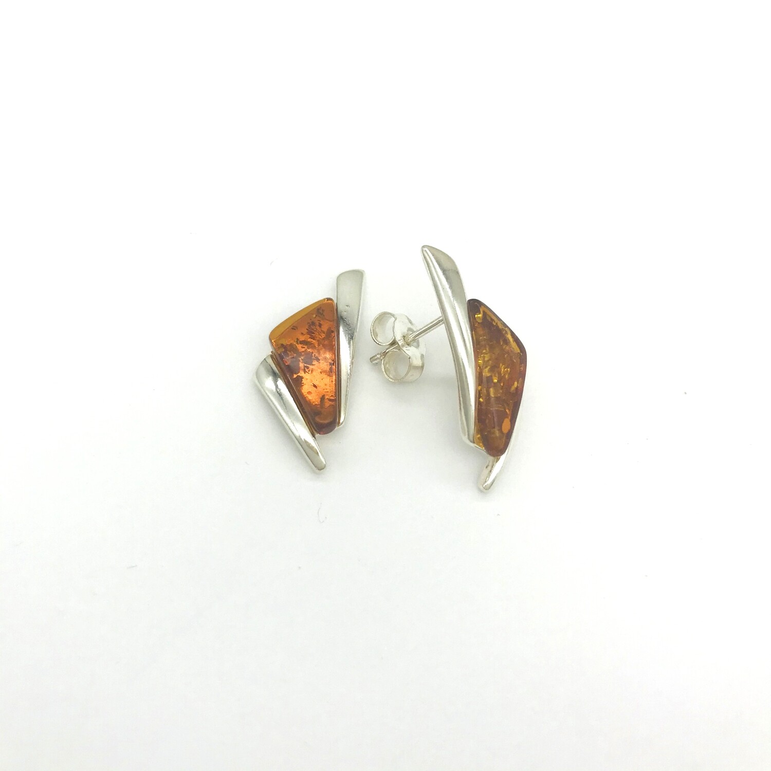 Silver and Amber Earrings - Studs