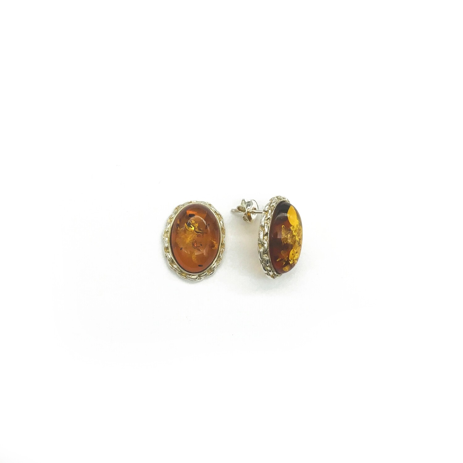 Silver and Amber Earrings - Studs