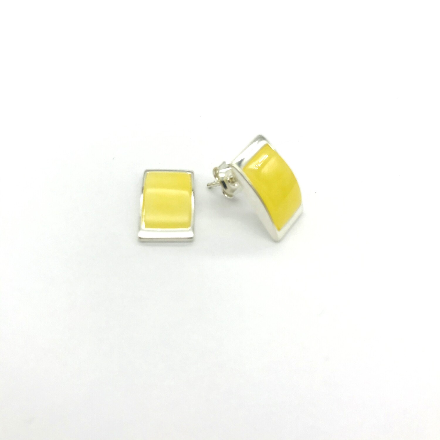 Silver and Amber Earrings - Studs